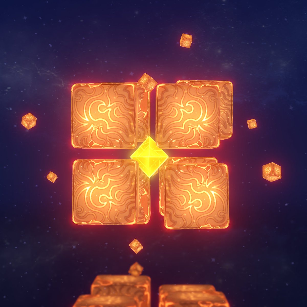 euphemians's tweet photo. outside of their appearance, we can recognize traces of the unknown god due to their signature use of dark cube-like attacks — specifically when they capture things in place.

what if they captured (the essence of) the remaining seven sovereigns and they now exist as hypostases? https://t.co/v7Tv8cZ8O9