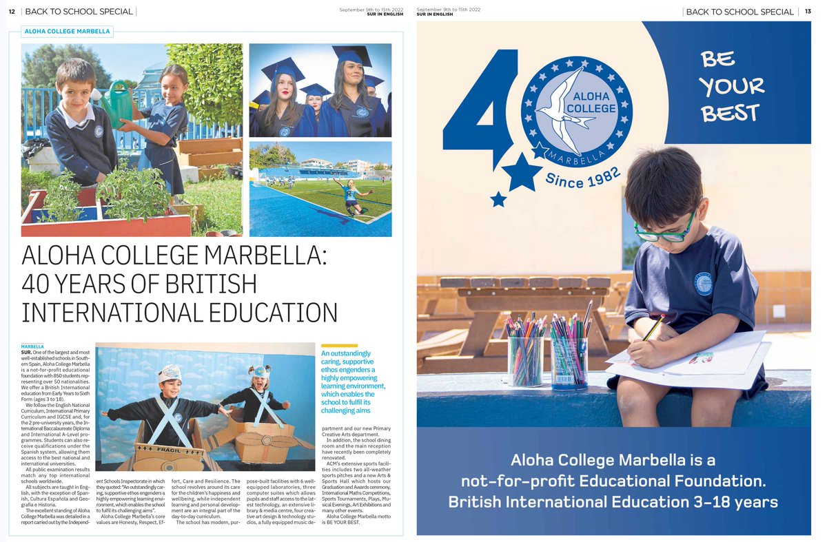 alohacollege's tweet photo. Thanks @SUR_English for the featured section π
#AlohaCollege #Marbella 40 Years of British International #Education https://t.co/fzB2FsxJQd