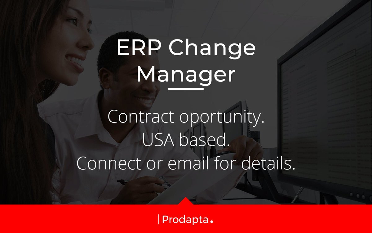 ProDapta's tweet photo. CONTRACT OPPORTUNITY: ERP Change Manager
Rate: £650 per day
Location: #USA #California
For details, please contact Georgiana.Enache@prodapta.com
#Prodapta @Microsoft #Microsoft #MicrosoftJobs #MicrosoftDynamics #D365 #ERP #Finance #Implementation #Cloud https://t.co/MARJA8lzvT