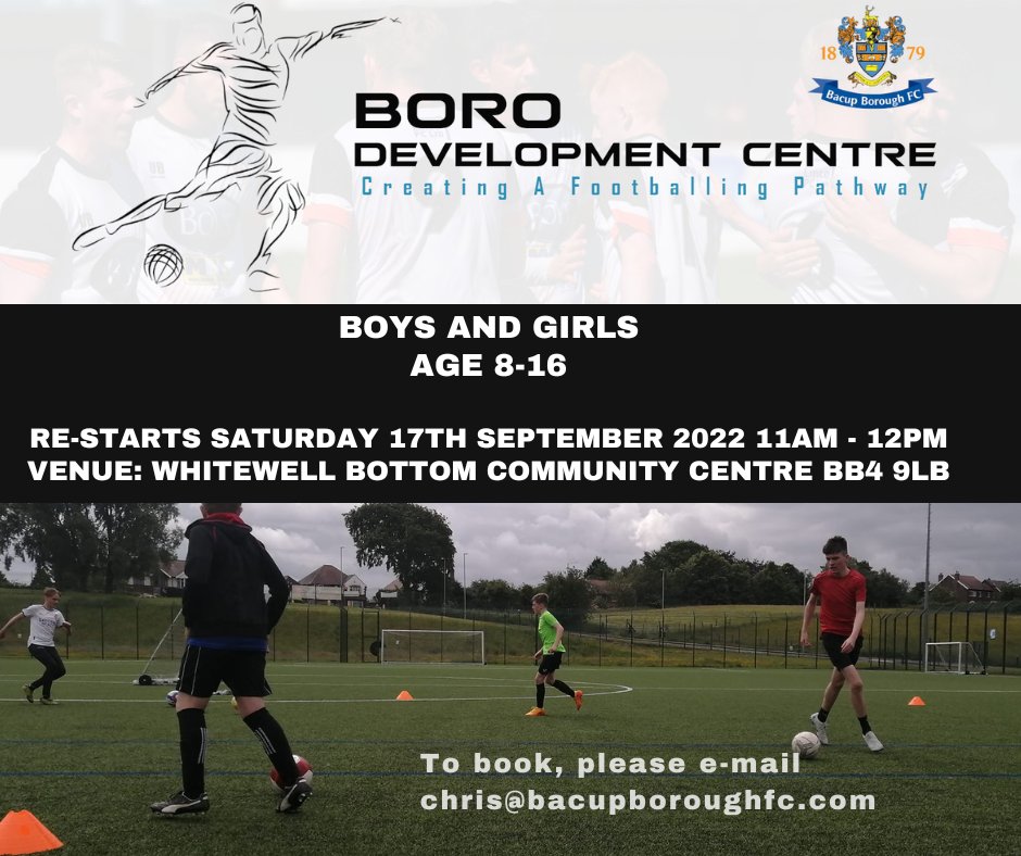 Have you booked your place yet?
Don't forget to register before the day as we will not be taking on the day bookings.  This is so we can allocate enough staff to ensure maximum safety and session quality.
Email chris@bacupboroughfc.com to book today

<a href="/BacupBoro/">Bacup Borough FC</a> <a href="/Rossendale/">Rossendale Today</a>