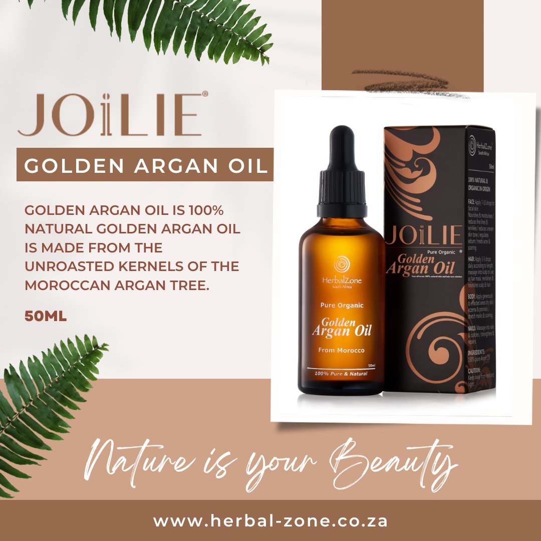 herbalzoneZA's tweet photo. Joilie Golden Argan Oil is 100% natural &amp; organic in origin. Golden Argan Oil is made from the unroasted kernels of the Moroccan Argan tree. Often referred to as “liquid gold” for good reason.
Click here: https://t.co/Po4hmmpsXk
#herbalhealth #arganoil #Joilie #100percentnatural https://t.co/GSVDEDXf3x