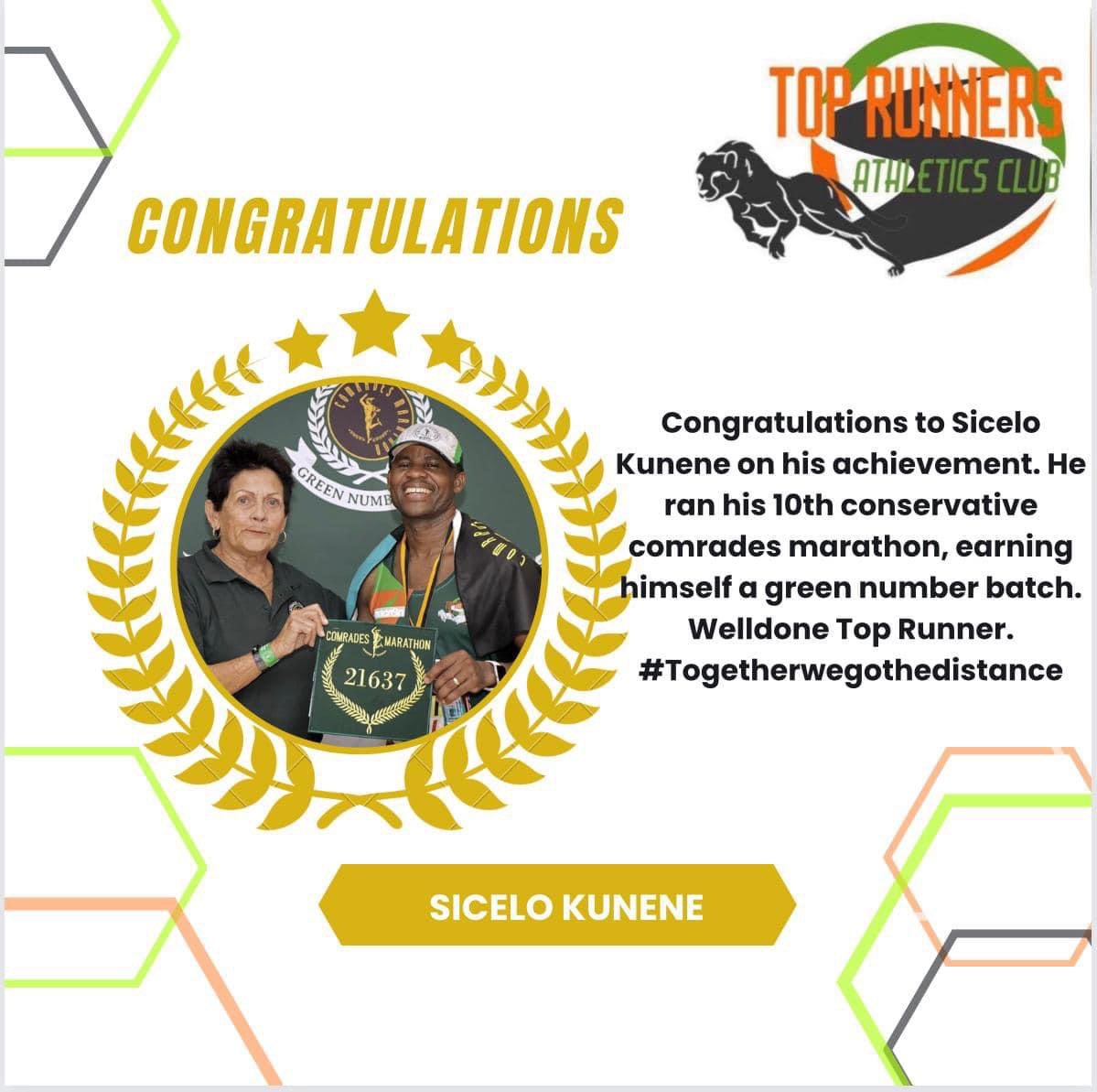 RunnersTop's tweet photo. Our #MCM goes to @1608_SK who achieved his milestone at the #comrades2022. Congratulations, on that green number, Top Runner, we at @RunnersTop are super proud of you!!! #TogetherWeGoTheDistance💚🧡🖤 https://t.co/mlTTHZUpDb