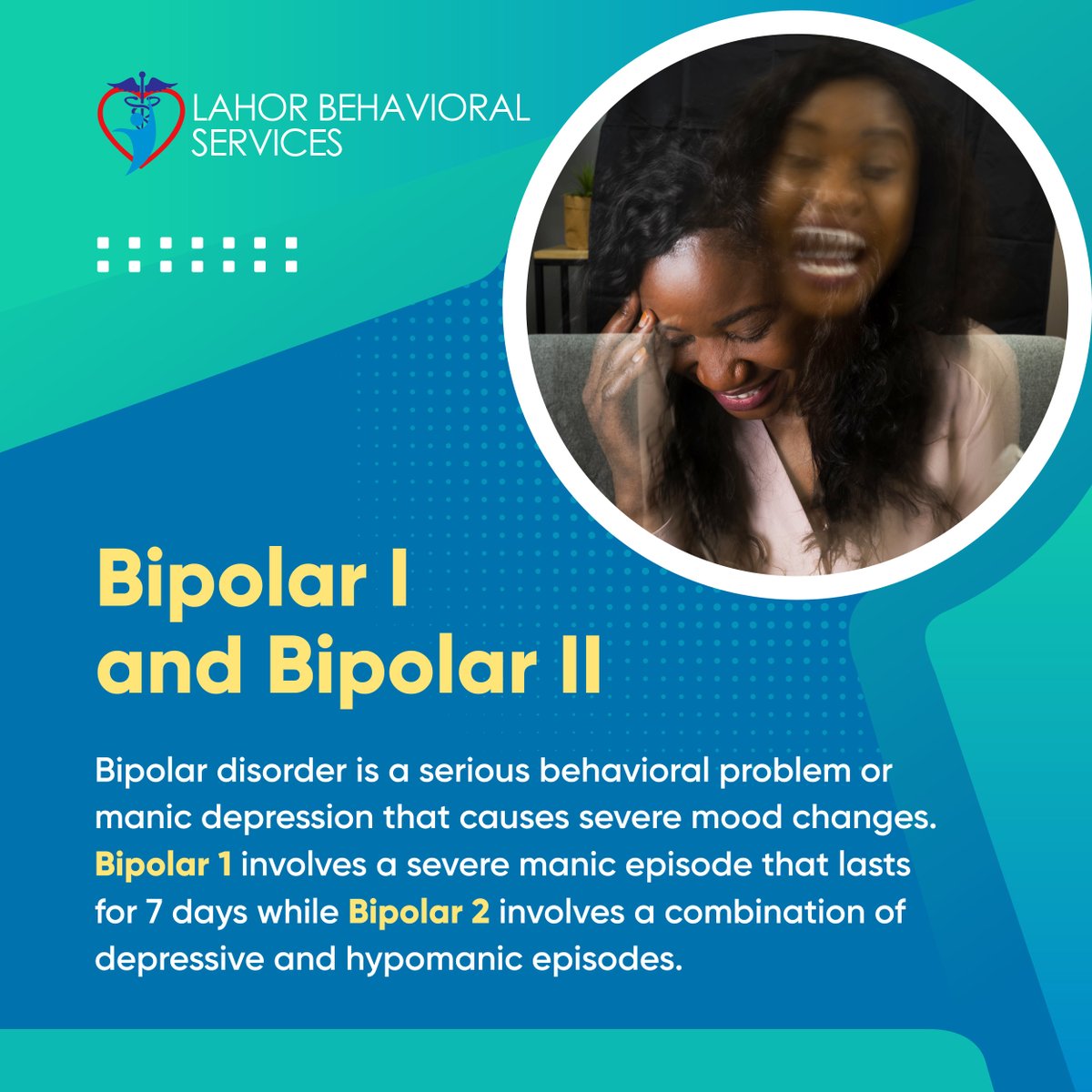 lahorbehavioral's tweet photo. Bipolar I and Bipolar II
#HoustonTexas #BipolarI #BipolarII
#BehavioralProblem #LahorBehavioralServices https://t.co/QPls7VSM4s