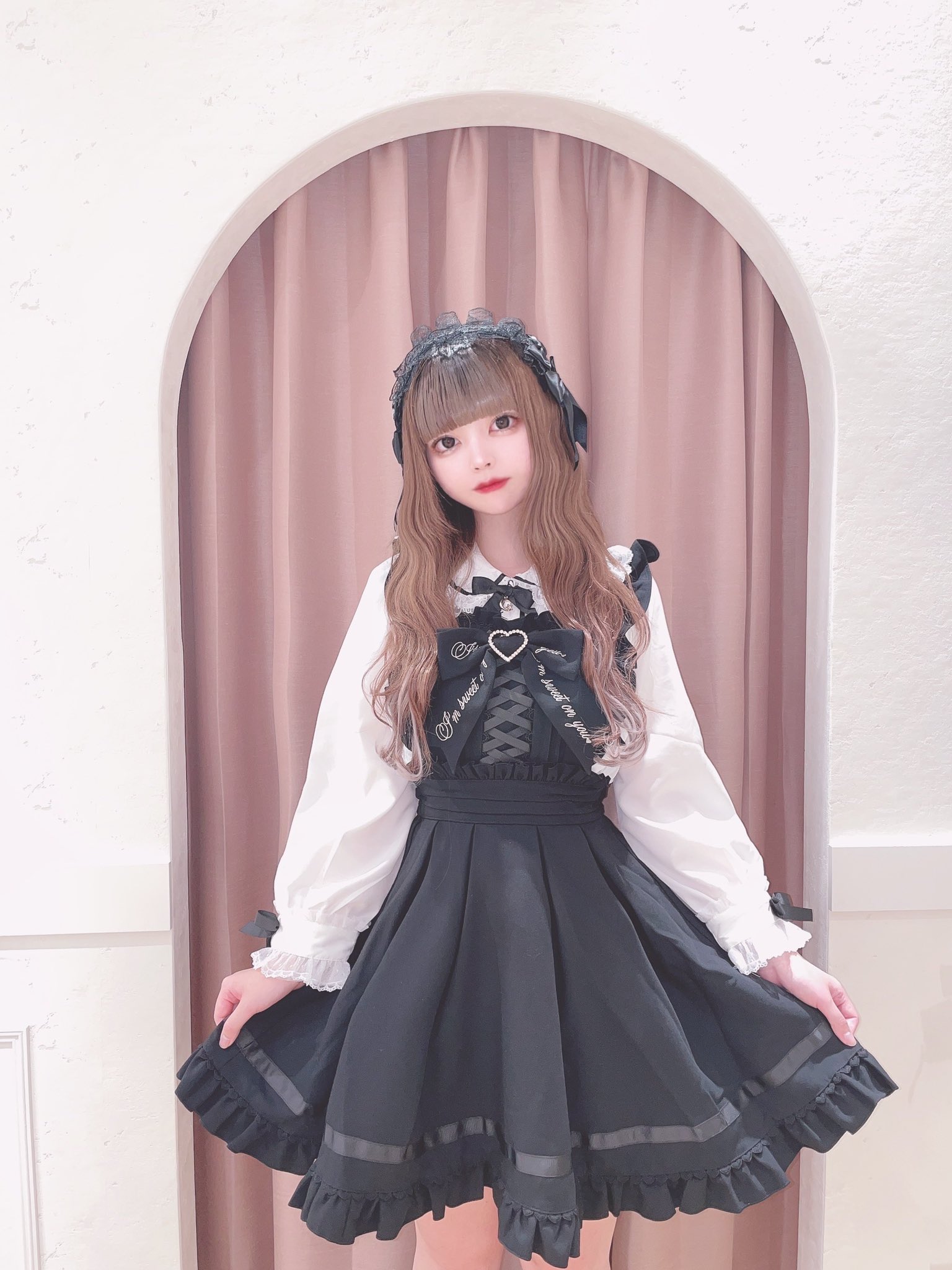 LIZ LISA♡リボン付2WAYエプロンジャンスカ♡ブラック