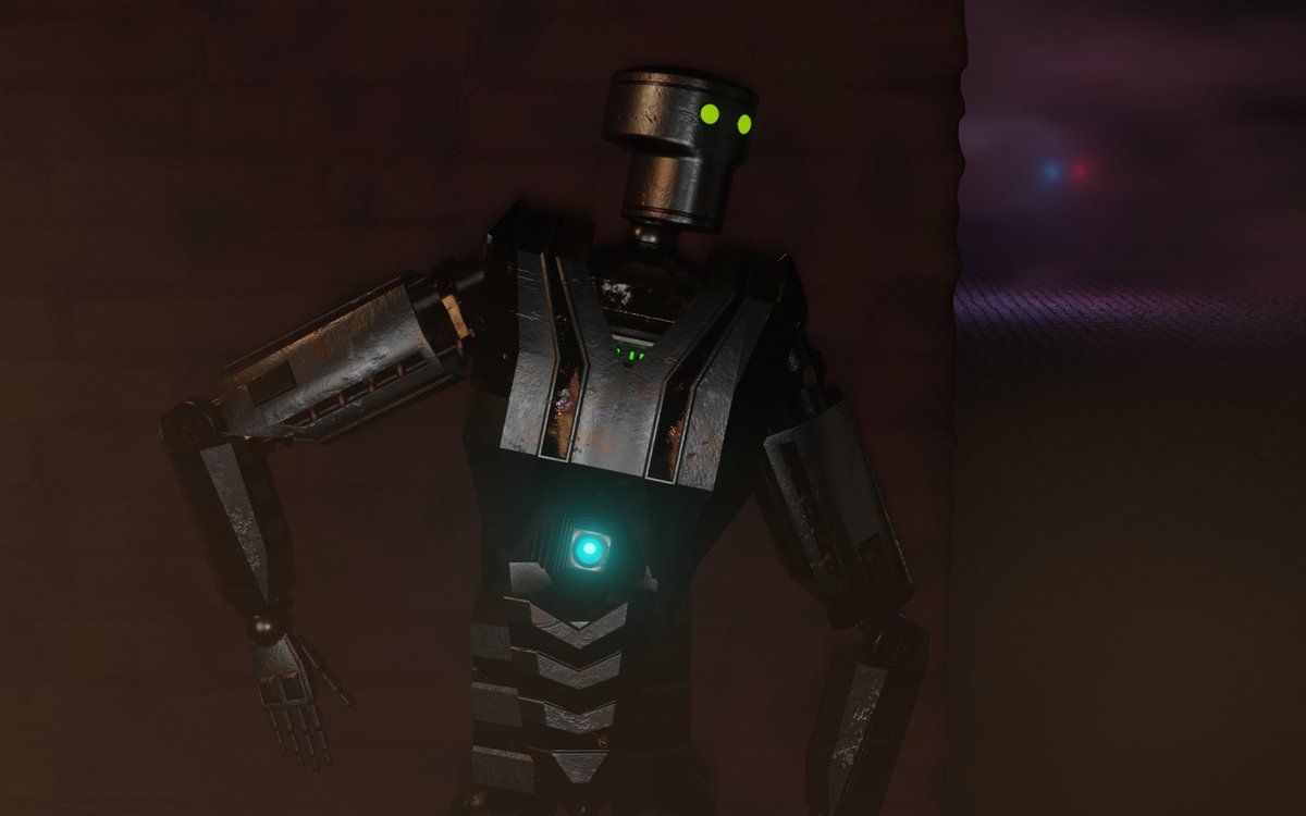 GammaStArt's tweet photo. This old robot is hiding from the police.

#3d #3dart #blender #robot #scifi #dystopia #ontherun #outlaw https://t.co/YFgAuoFs19
