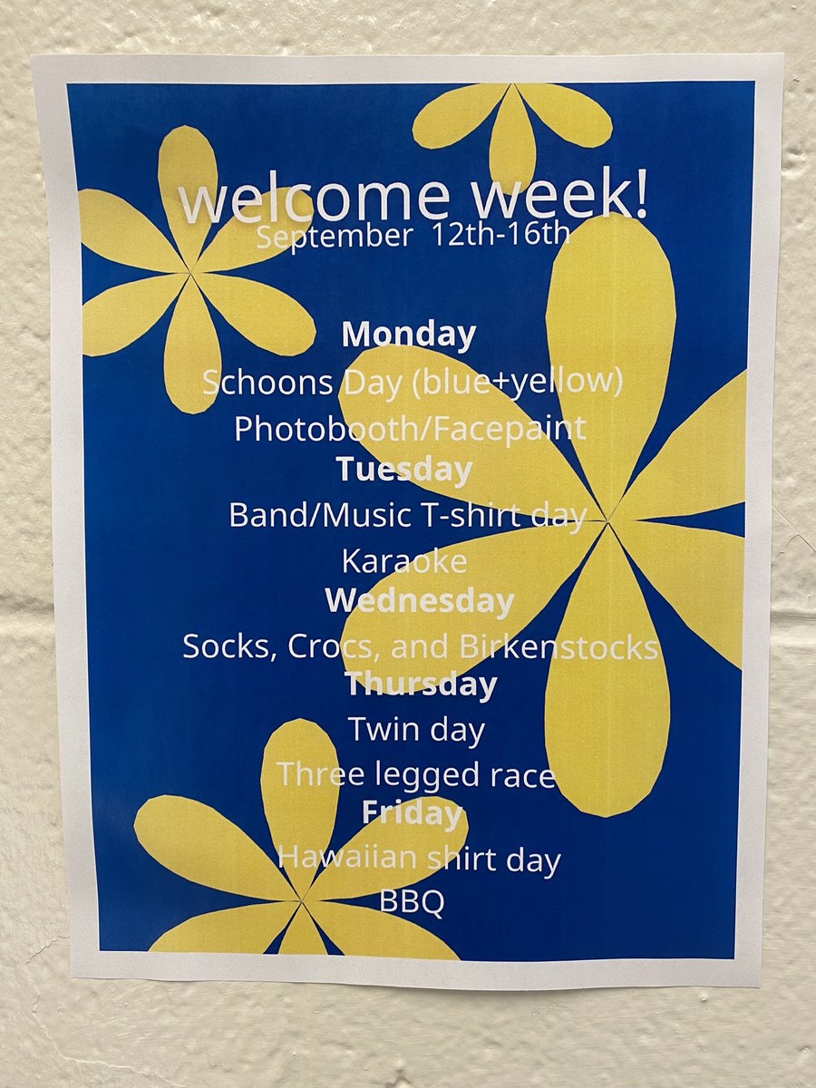 EasternShoreDHS's tweet photo. It’s Welcome Week!  
Wear your Schooner colours &amp; show your school spirit! 
⚓️💛💙⚓️💛💙⚓️💛💙⚓️ https://t.co/SBykP2WcWN