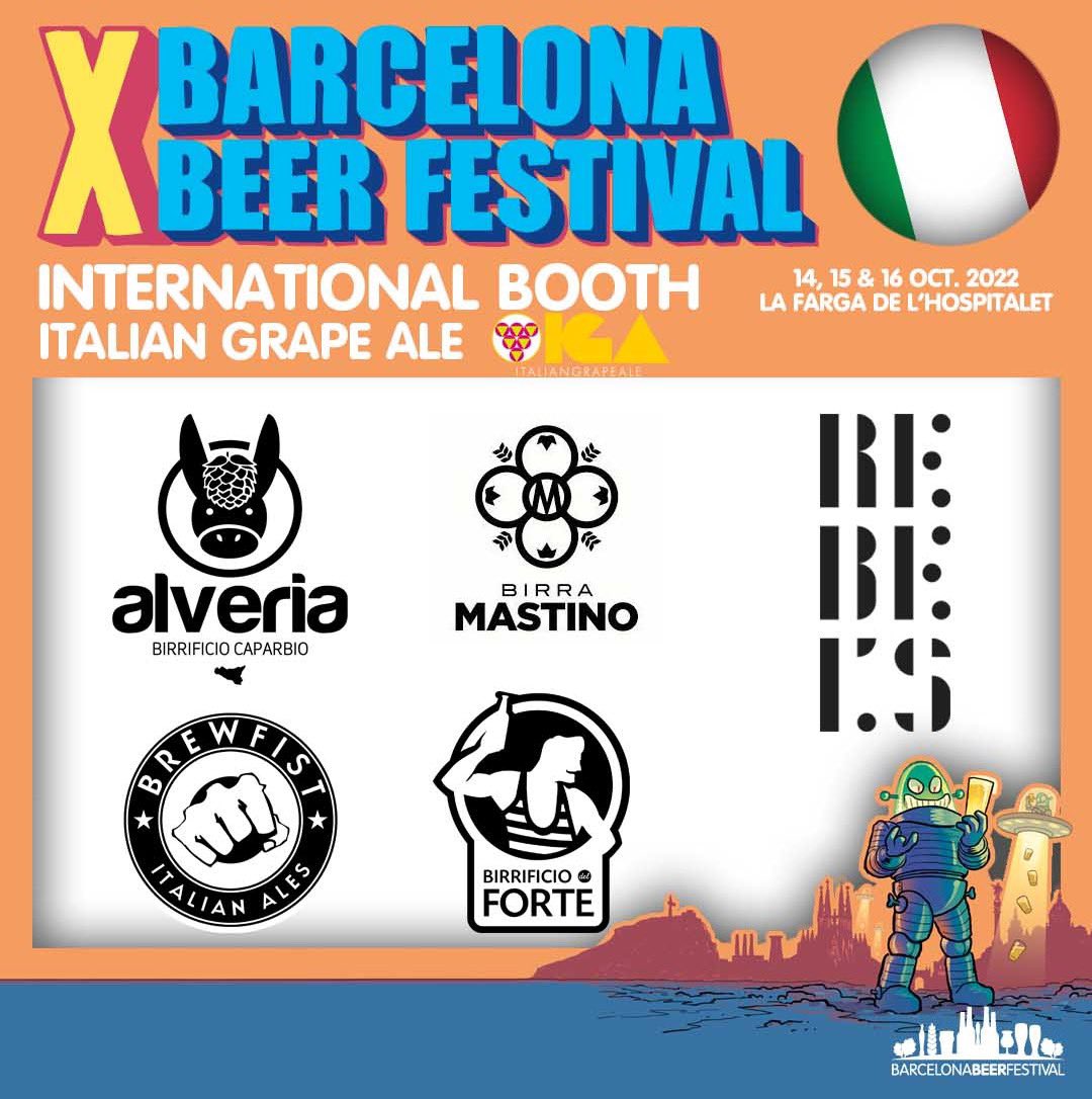 BcnBeerFest's tweet photo. It's time to start announcing some of the international participants that will be present in the 10th edition #BarcelonaBeerFestival! 🤩 From Italy 🇮🇹, in the #ItalianGrapeAle booth:
#BirrificioAlveria
@BirraMastino
@BirraDelForte
@BrewFist_
#RebelsBrewery https://t.co/2UaIYPJ2TU