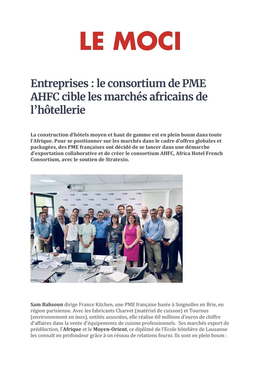 stratexio_fr's tweet photo. 📰 ARTICLE | "LE CONSORTIUM DE PME AHFC CIBLE LES MARCHÉS AFRICAINS DE L'HÔTELLERIE"

L'objectif : Proposer une offre française, globale et packagée sur le marché africain de l'hôtellerie ! 🇫🇷🏩🌍

🔎 Lien article LE MOCI : https://t.co/Yc19kBSYuk

#Export #International https://t.co/tPsYwf47ss