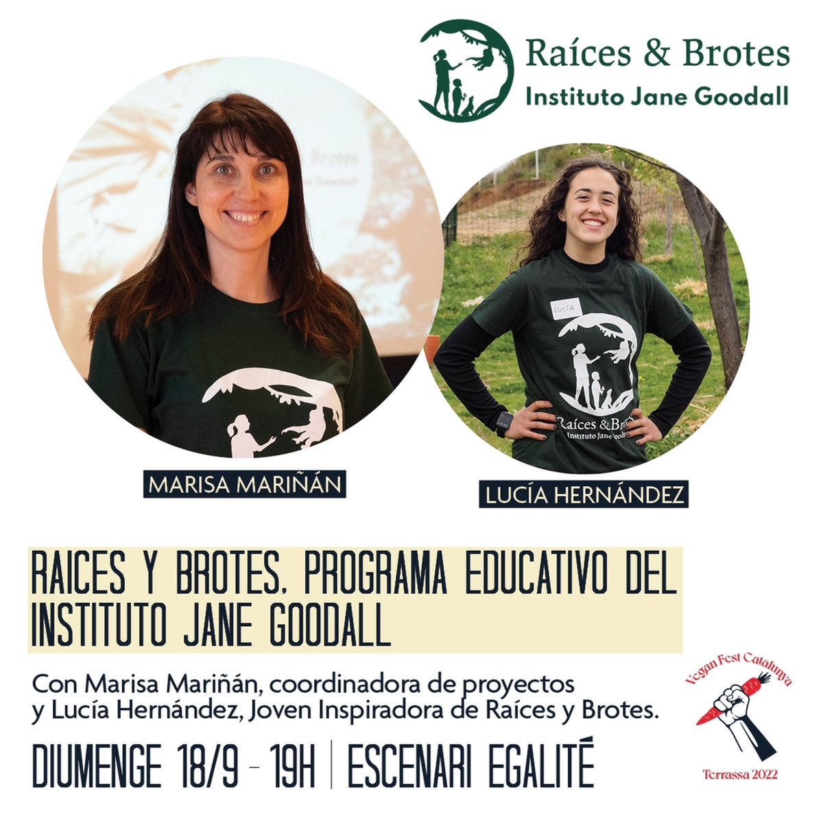 RaicesyBrotes's tweet photo. 📅El próximo 18 de septiembre, a las 19h, estaremos presentando nuestro programa educativo a través de un taller de concienciación medioambiental en el @VeganFestCat junto a nuestra #joveninspiradora Lucía Hernández. ¡Estamos deseando!
#programaeducativo @janegoodallespana https://t.co/dOvet1vfqW