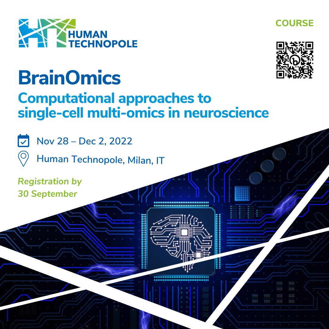 #Singlecell omics technologies are breaking new ground in #neurobiology, generating opportunities and challenges. Join the BrainOmics course to learn key computational approaches to single-cell #multiomics in #neuroscience 👉 humantechnopole.it/en/ht-course-b…