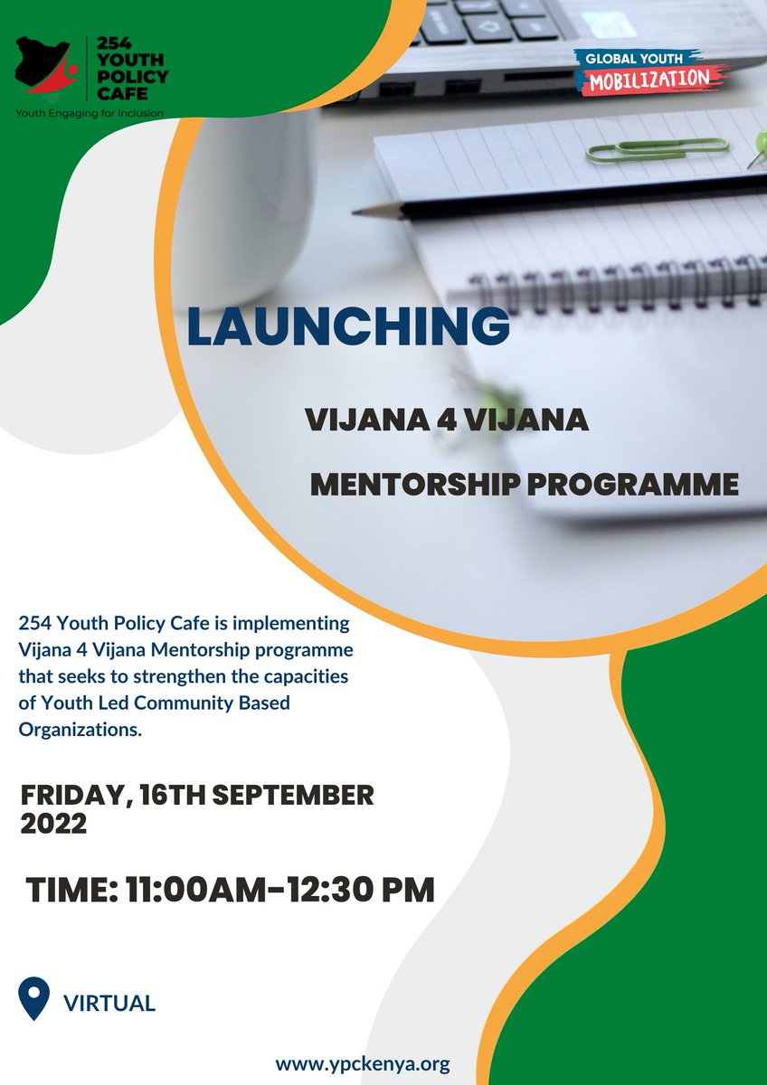 254YPC's tweet photo. In collaboration with @gymobilization, @254YouthPolicyCafe is rolling out VIJANA 4 VIJANA Mentorship programme for 48-Community Based Organizations across the country.  
#vijana4vijana
@InspireTeenage1 @UzalendoI @BBYInitiative @InvolveYouthTTC @beyondmytribe_ @Mtaani_konnect https://t.co/G0VIdRubVp