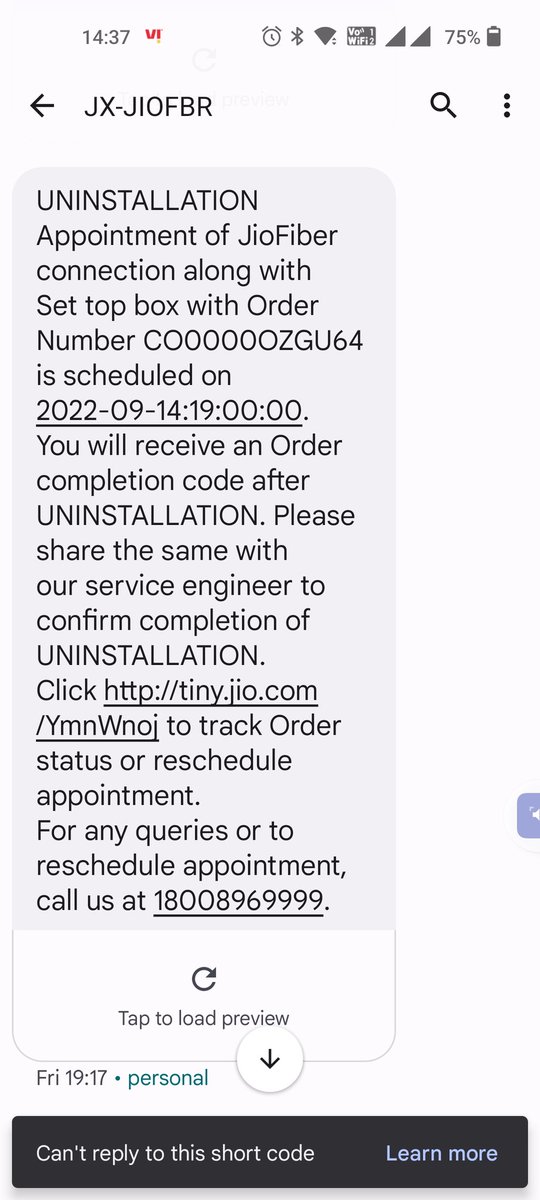 suket_3's tweet photo. Dear @JioCare @Akash_Ambani 
More than 10 days multiple calls /followups/ 4-5 appointments booked for pickup of the setup box and router.
No results.
I'm doubtful if you will return my security amount or not. https://t.co/x5HodsGNVW
