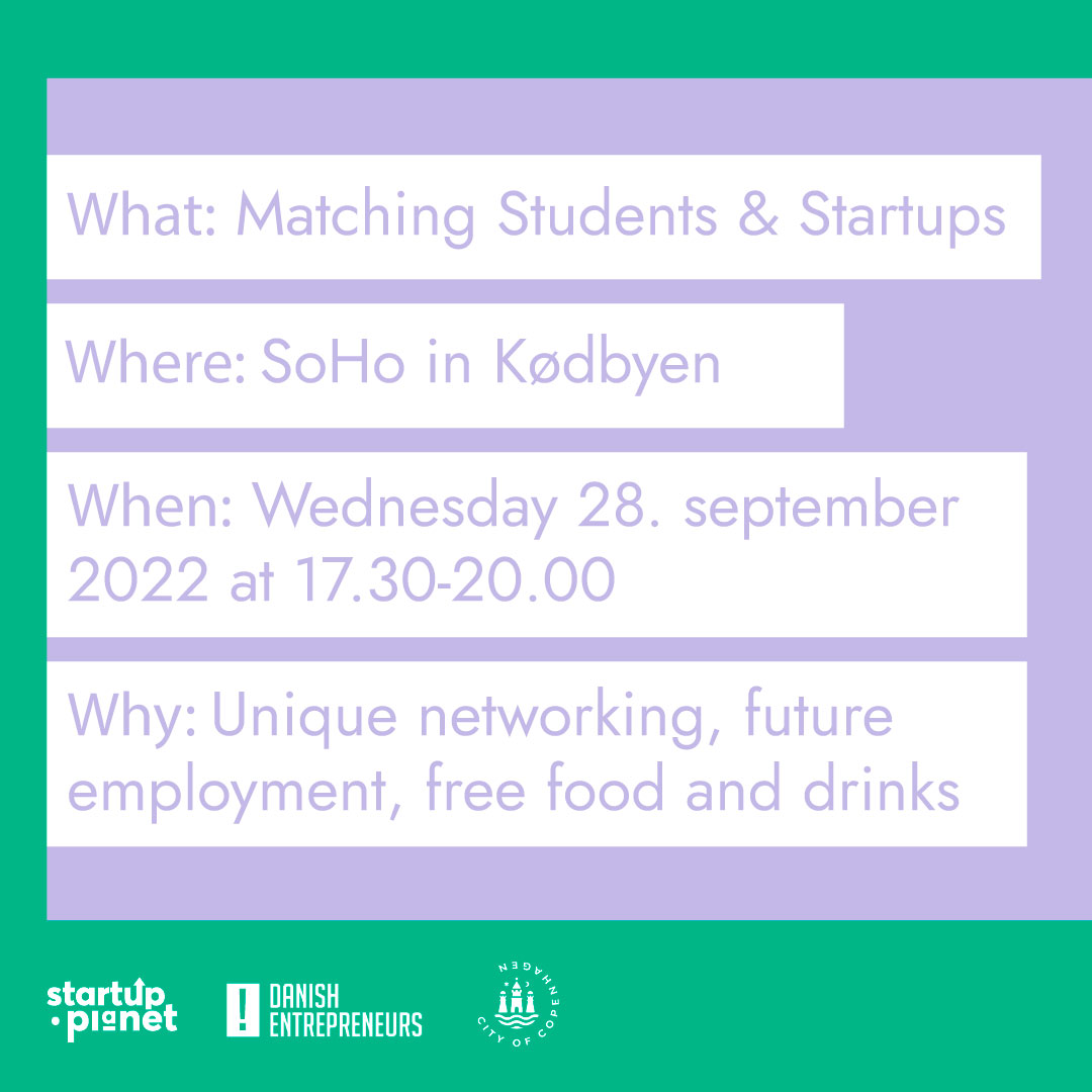 venturecupdk's tweet photo. If you are thinking about creating a career in the startup scene, this is your chance! 🤩
At SOHO in Kødbyen we have food, beers, great networking and career-changing opportunities! 🤝🏻
Sign up at https://t.co/7JGaBp0Bb0
#supportingfounders https://t.co/j5TG8XYPAI