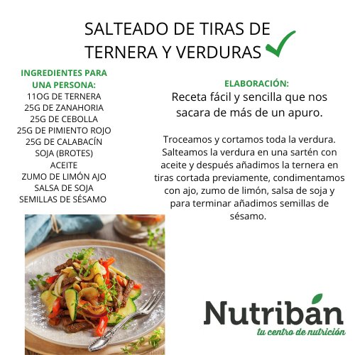 ☆ Los #lunes hay que empezar con energía
" Salteado de #verduras con #ternera".

¿Sabes que en Nutriban comes de todos los grupos de alimentos?

☆ Porque no se trata de "#quitar", nosotros te ayudamos a "#ordenar"

#dietasana
#alimentacion #nutricion