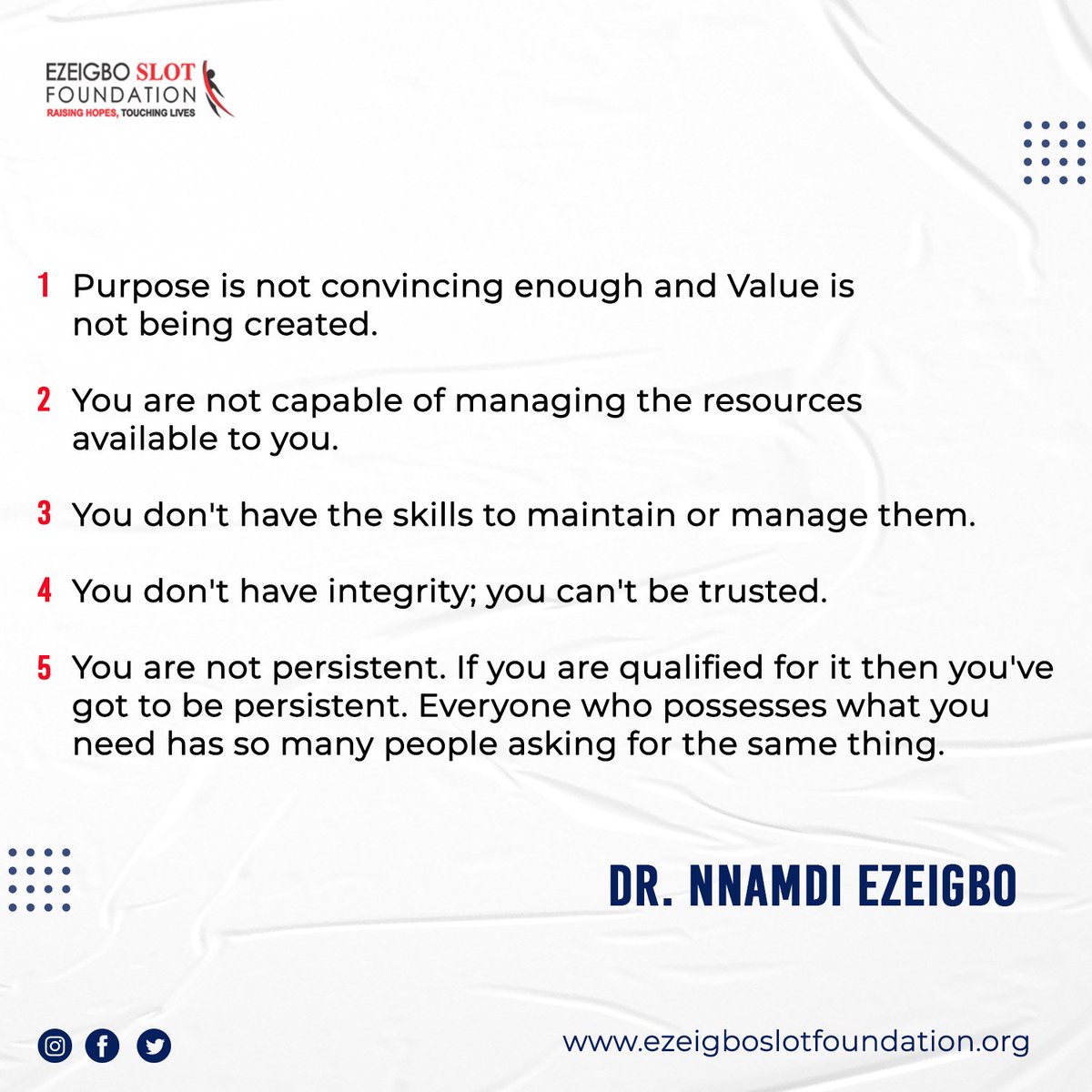 nnamdiezeigbo's tweet photo. Good morning. 🙌
Have you ever wondered why you ask for individuals and corporations to plug into your initiative and the answer is no?🤔
Go through the reasons listed and you can begin to fly! 👍
-
-
-
#mondaymotivation #nnamdiezeigbo #askandreceive #slotlimited https://t.co/V2hACVTp88