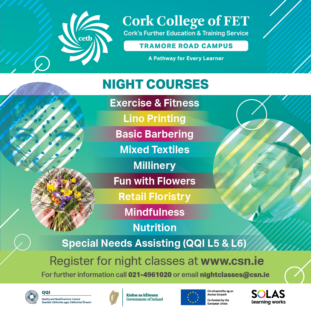 tramorecampus's tweet photo. Looking for an interesting night course ? Look no further! Register online at https://t.co/QvrUmQuxQv .
#tramoreroadcampus #CorkETB #corklearning #corkfet #nightclasses https://t.co/abLxi4hCfl