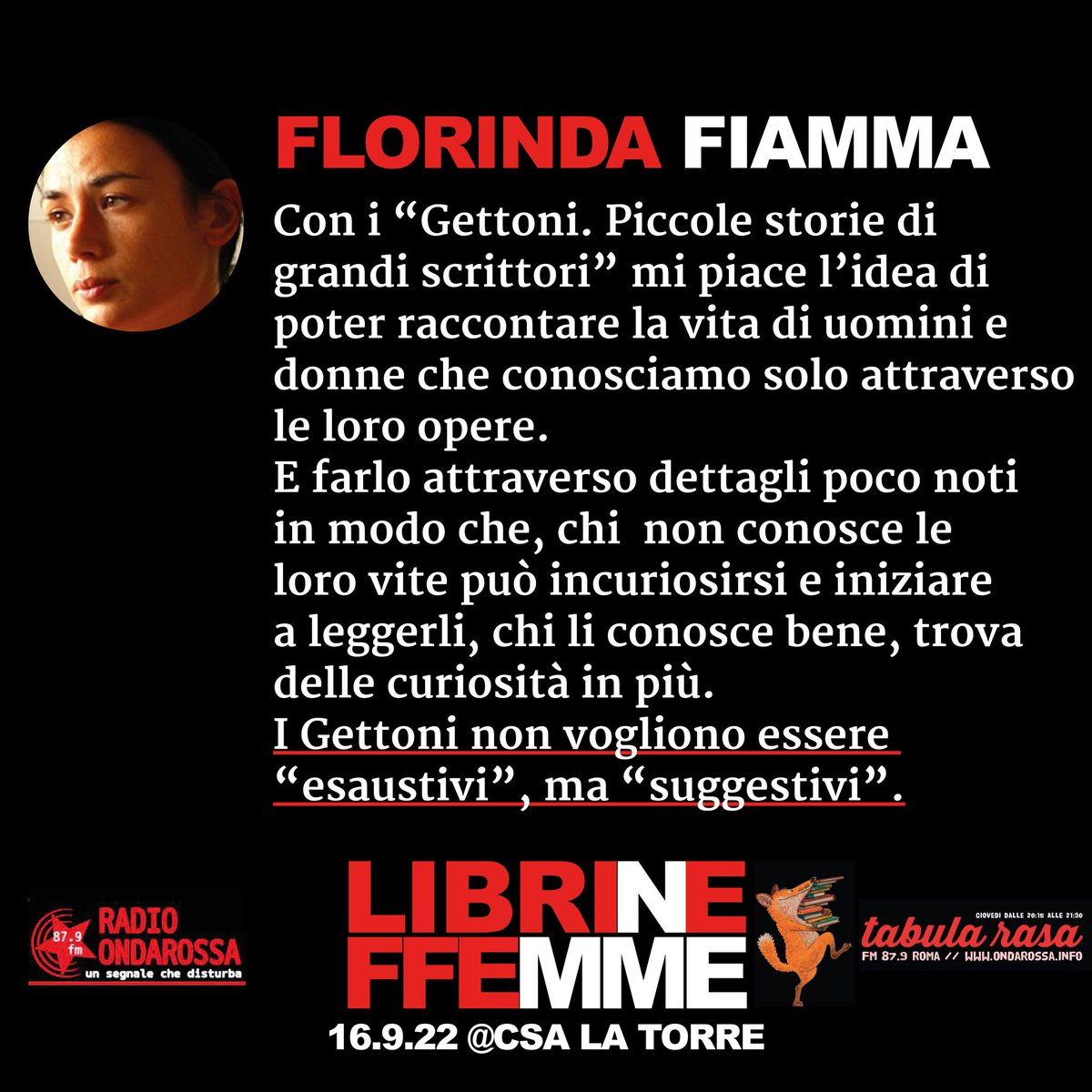 tiztr's tweet photo. #TabulaRasa si avvicina al 16 settembre presentando i primi due protagonisti dell'incontro #LibrInEffEmme organizzato al #CsaLaTorre.
Gli ultimi dati ci presentano un mercato in contrazione. La radio può essere un'alleata per contrastare la diminuzione dei/lle lettori/trici? https://t.co/yG9l7bV2Ky