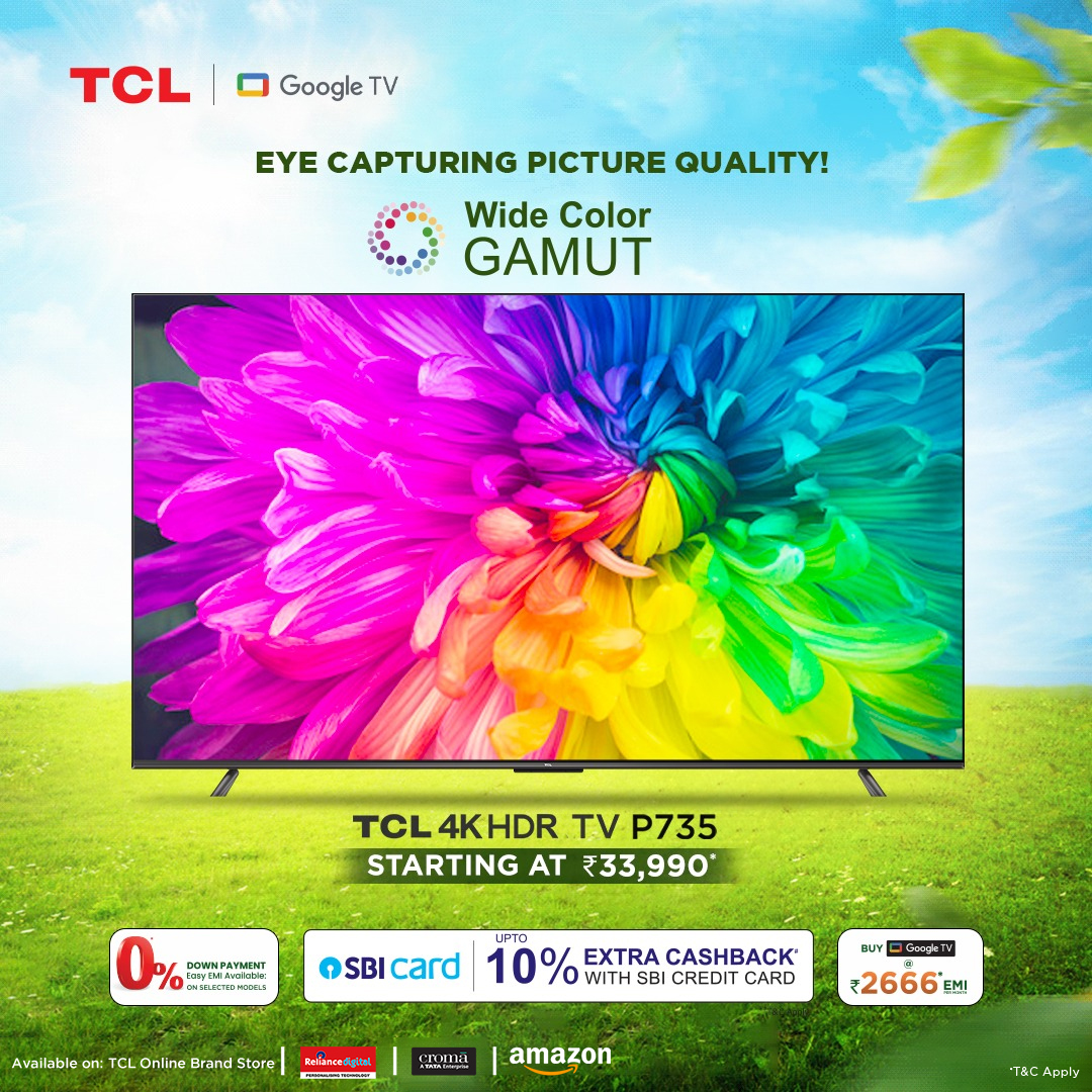 tcl_india's tweet photo. Explore the realms of flawless visuals with the WCG feature of #TCL #4K #UHD TV P735. 

Grab now, while the offers last: https://t.co/KChBIeMZlL

#InspireGreatness #TCLTheCreativeLife #WideColorGamut https://t.co/pUJAjs9gVz