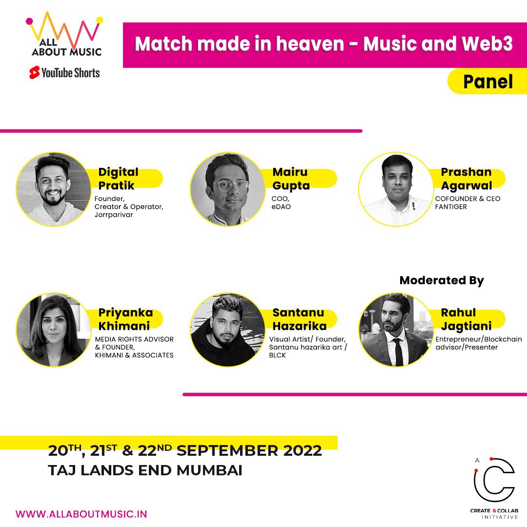 allaboutmusicin's tweet photo. Join us, as we discuss Web3, NFTs, Metaverse and the future of Music at AAM'22.
See you there! https://t.co/7Y5vItq3kg
#MusicBiz #MusicBusiness #MusicBusinessTips #CreateandCollab https://t.co/wI6qCLdUCx