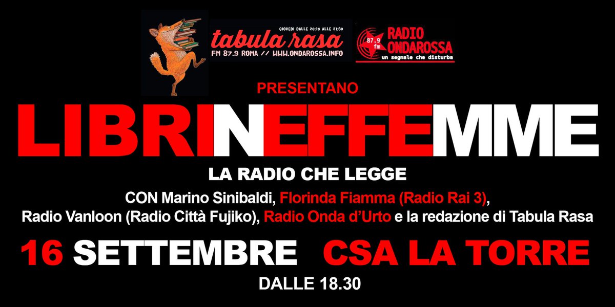tiztr's tweet photo. #TabulaRasa si avvicina al 16 settembre presentando i primi due protagonisti dell'incontro #LibrInEffEmme organizzato al #CsaLaTorre.
Gli ultimi dati ci presentano un mercato in contrazione. La radio può essere un'alleata per contrastare la diminuzione dei/lle lettori/trici? https://t.co/yG9l7bV2Ky