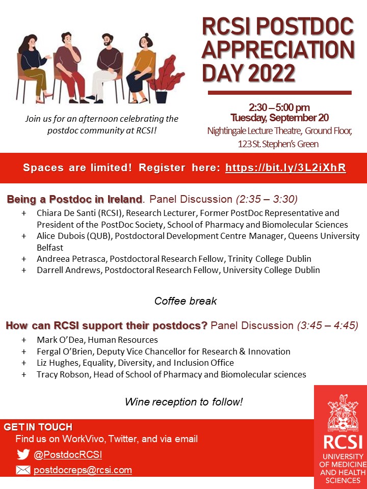 We are pleased to kick off a new year of events with PostDoc Appreciation Day on Tuesday, September 20. As this event is in person and food/drinks are provided, spaces are limited! Register here:
docs.google.com/forms/d/e/1FAI… 

A calendar invite will follow after the registration