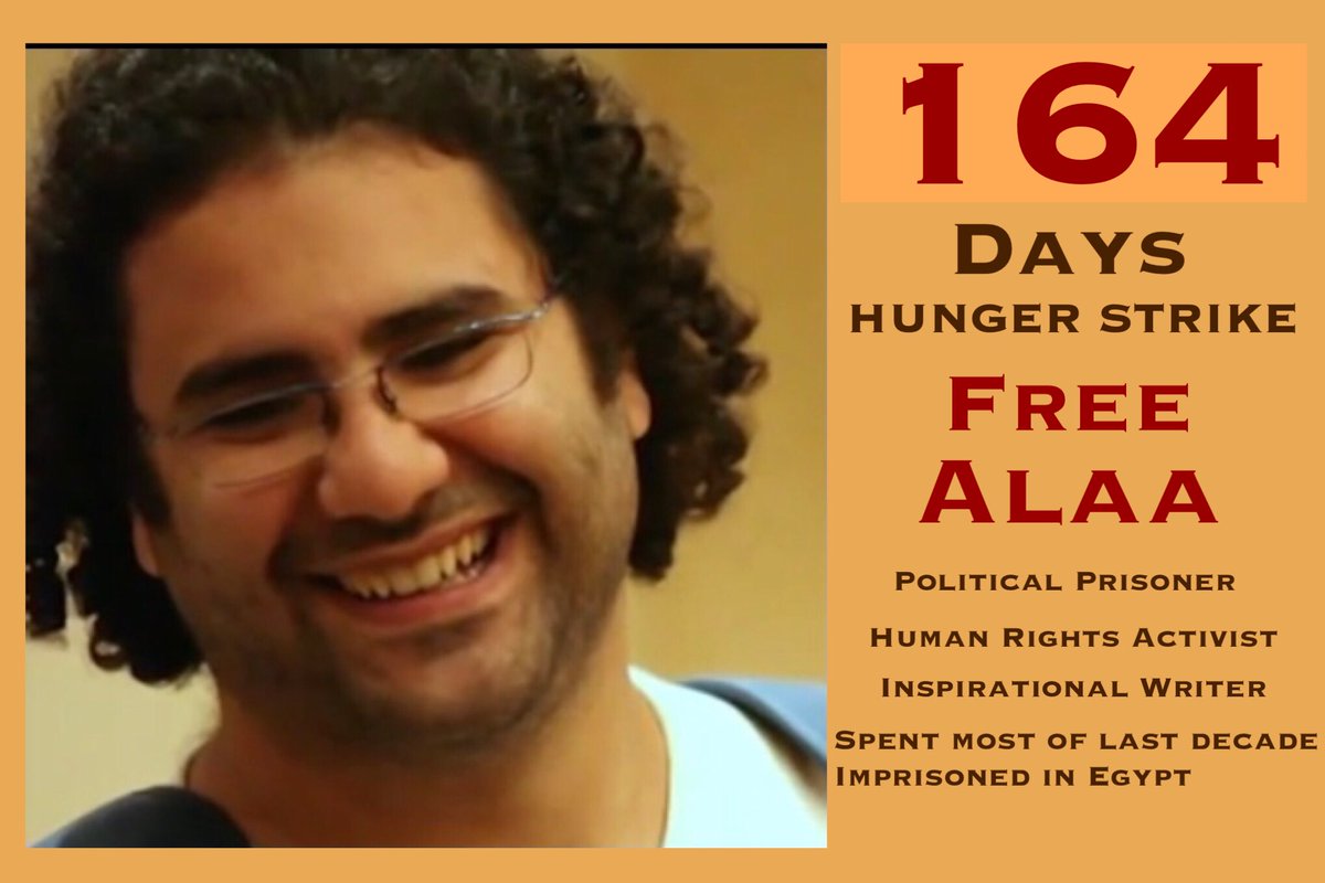 Marji264's tweet image. Egypt's Shame!
These last few years the priority has been to build numerous new prisons to incarcerate #Egypt's more than 60,000 political prisoners.
Alaa is one of them &amp;amp; today marks his 
164th DAY ON HUNGER STRIKE
#SaveAlaa
#FreeAlaa
#COP27

@FCDOHumanRights
@UNHumanRights