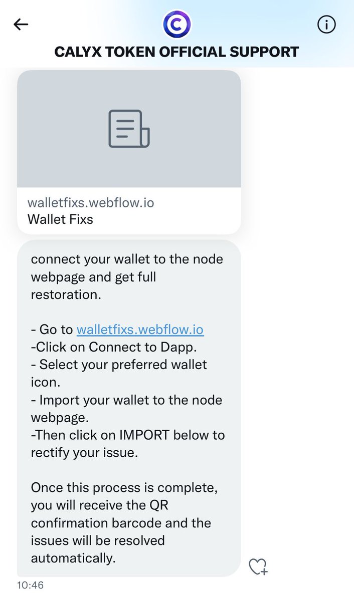simpleartist92's tweet photo. Has anyone received their @CalyxToken to their wallets after the presale ended? - I contacted the “calyx token support” on Twitter but I can’t work out if it’s a fake account trying to scam me…these were the instructions I was sent in the image… #calyx #token #crypto #cryptos https://t.co/BWflXwOYdp