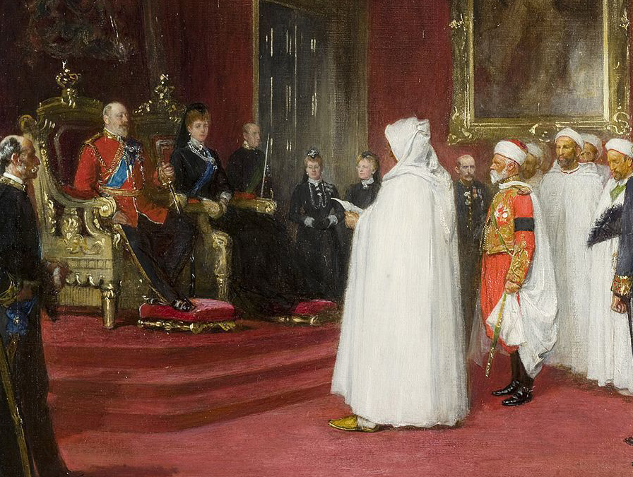 Histoire2Maroc's tweet photo. Il y a 121 ans à #Londre, une députation marocaine présente les félicitations du sultan du #Maroc au nouveau Roi du #RoyaumeUni Édouard VII, l'arrière-arrière grand-père du Roi #CharlesIII https://t.co/VFgYwJnuDW