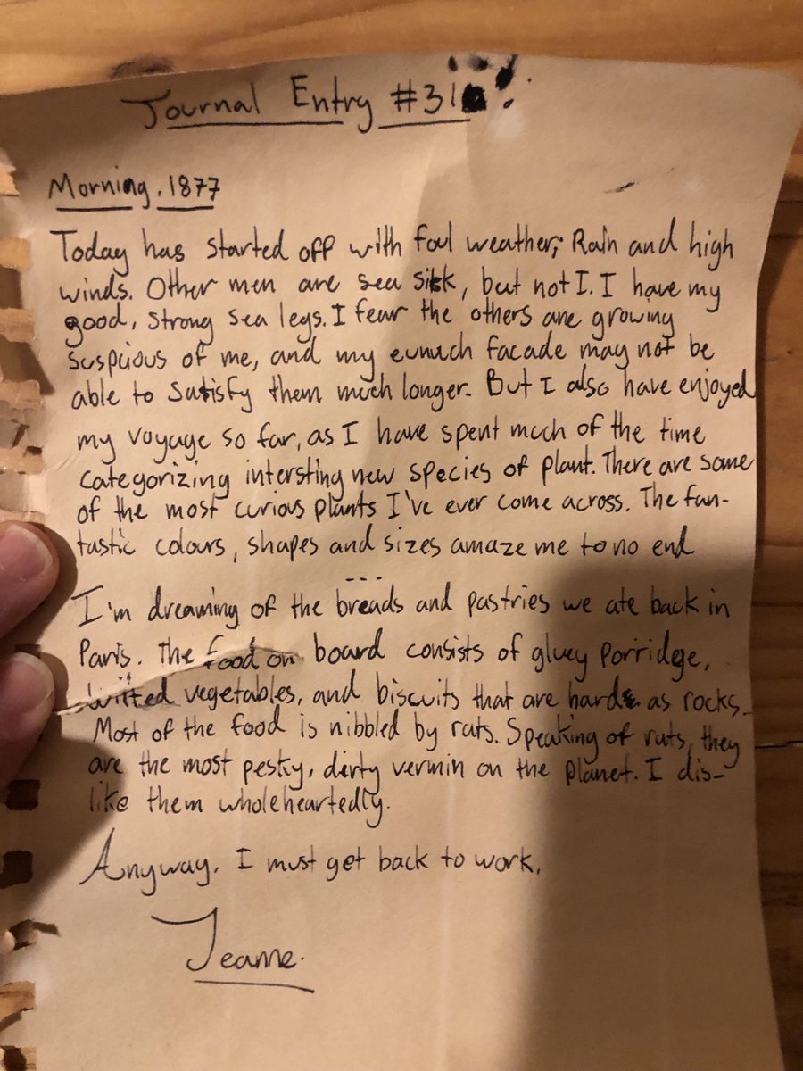 AnatolyPatrick's tweet photo. Thankyou Michael, I have ⁦@DanielleClode⁩ ‘s book on my radar as our daughter did school project 3-4 years ago on Jeanne Barret. She submitted the project as messages in bottles, with tea stained paper etc…you can see from her artwork that she is daughter of an architect! https://t.co/9cZfMShJwQ