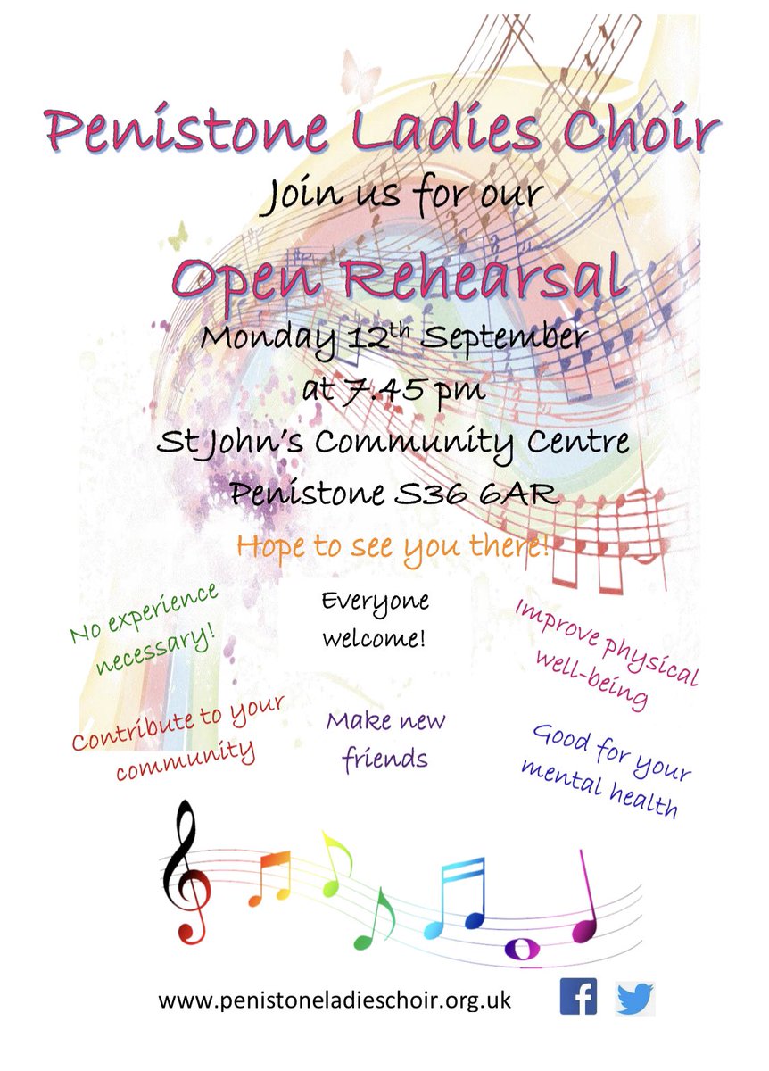 PChoirLadies's tweet photo. It’s tonight! Our Open Rehearsal.  Please do come and join us - no audition, everyone welcome! https://t.co/QQT7x8l5A0