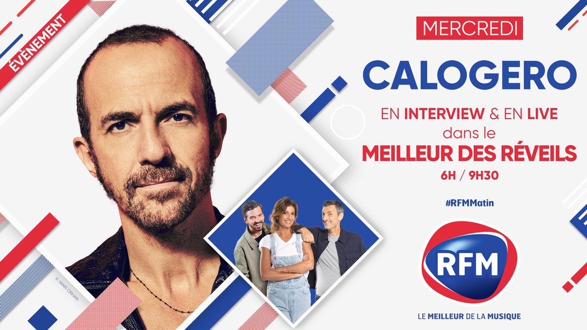 RFMFrance's tweet image. [#Événement] 💥 Mercredi, votre début de journée sera exceptionnel… Le #MeilleurDesRéveils accueillera @calogerofficiel en direct sur #RFM ! 🤩

🎙️ Interview, LIVE et bonne humeur seront au rendez-vous, alors restez bien à l'écoute du #MeilleurDeLaMusique sur #RFM ! 🎶 #RFMMatin