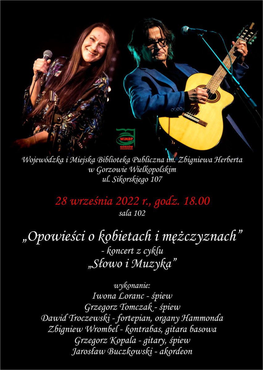 WiMBP's tweet photo. Kolejne wydarzenie muzyczne w @WiMBP ! Multiinstrumentalna i wielogłosowa "Opowieść o kobietach i mężczyznach". Termin: 28.09.2022, godz. 18.00, sala 102.
Zapraszamy! https://t.co/WlE2DtYS9x
