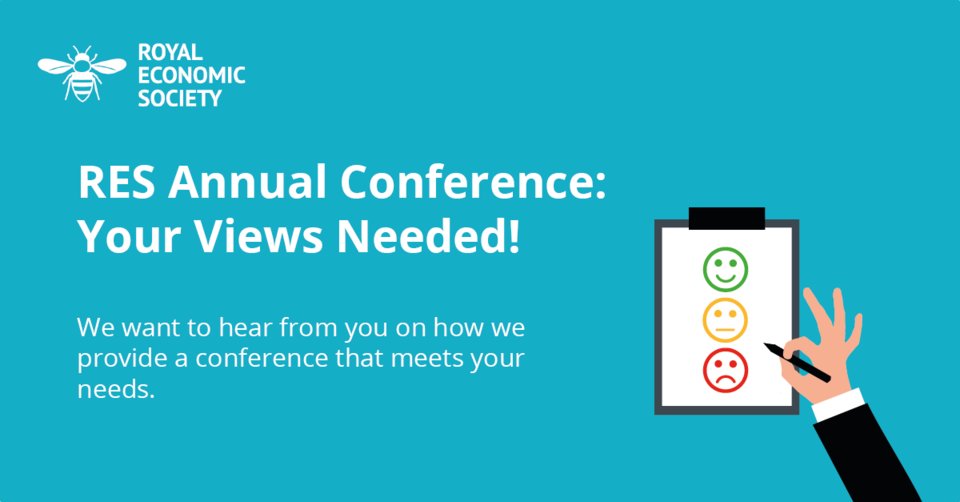 📋WE NEED YOUR VIEWS - Help us design an ideal conference for you by completing a short feedback survey, whether you have attended a #RESConference or not.

📅Deadline: 16 September
👉bit.ly/3K2RQSY

#EconTwitter #RESSurvey #feedback