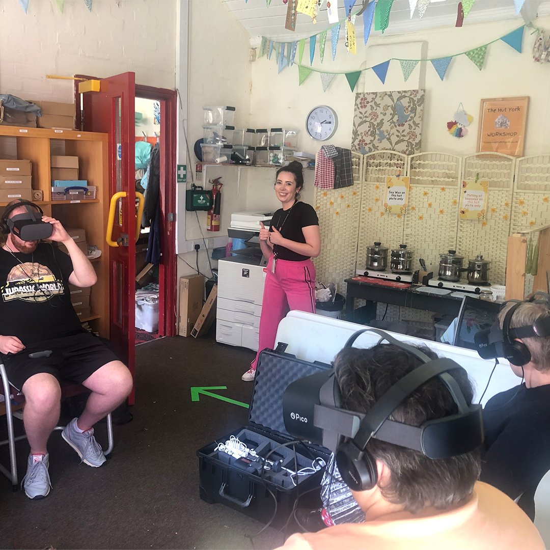 YorkTheatre's tweet photo. 🥽Last week we took our swanky new VR Headsets to @thehutyork where they loved watching The Coppergate Woman in 360°

We're looking forward to carrying this project forward for other groups and productions, making theatre more accessible in York.

Supported by @TheatresTrust https://t.co/nD1mXm8epi