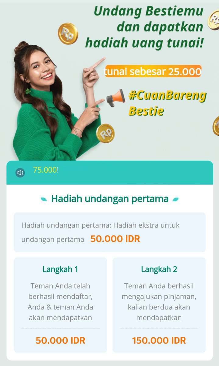 Cuan 200rb dari aplikasi adakami.
Caranya gampang:
1. Daftar vpkami.com/Vy0Ia
2. Lakukan KYC
3. Pinjam uang di adakami, pinjam yg periode 1. Langsung dibalikin uangnya.

#zonauang️ #zonajajan #uang bjorka heker ariel #terbaru