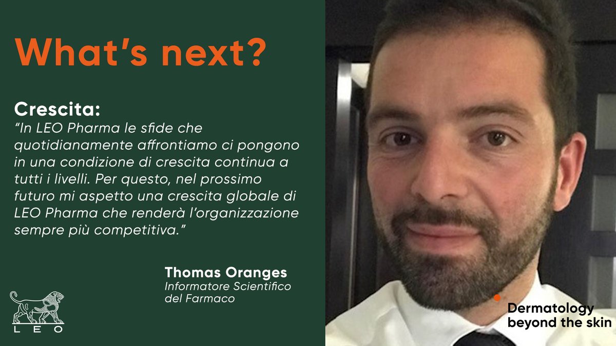LEOPharmaIt's tweet photo. Thomas Oranges, Informatore Scientifico del Farmaco, per il futuro si aspetta una “Crescita” di #LEOPharma. 

#PioneeringTogether #dermatologybeyondtheskin #dermatologia #pharma https://t.co/HJ7HevPlUR