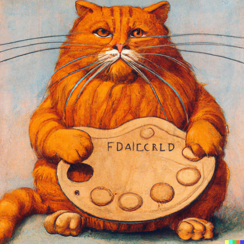 PyramidHealer's tweet photo. "Garfield" by Salvador Dali, Leonardo Da Vinci and Vincent Van Gogh
#dalle2 https://t.co/VskpqEdscf