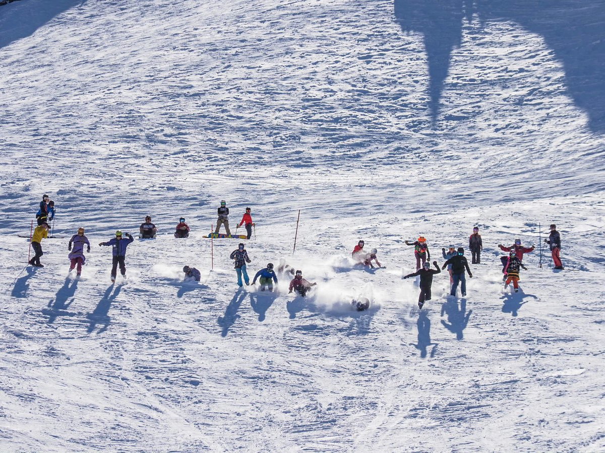 SnowForecast's tweet photo. It was the annual cheese-rolling over snow competition @brokenriver in New Zealand at the weekend, sponsored by @barrysbay_cheese #cheesetastic https://t.co/P6Re11e4cj