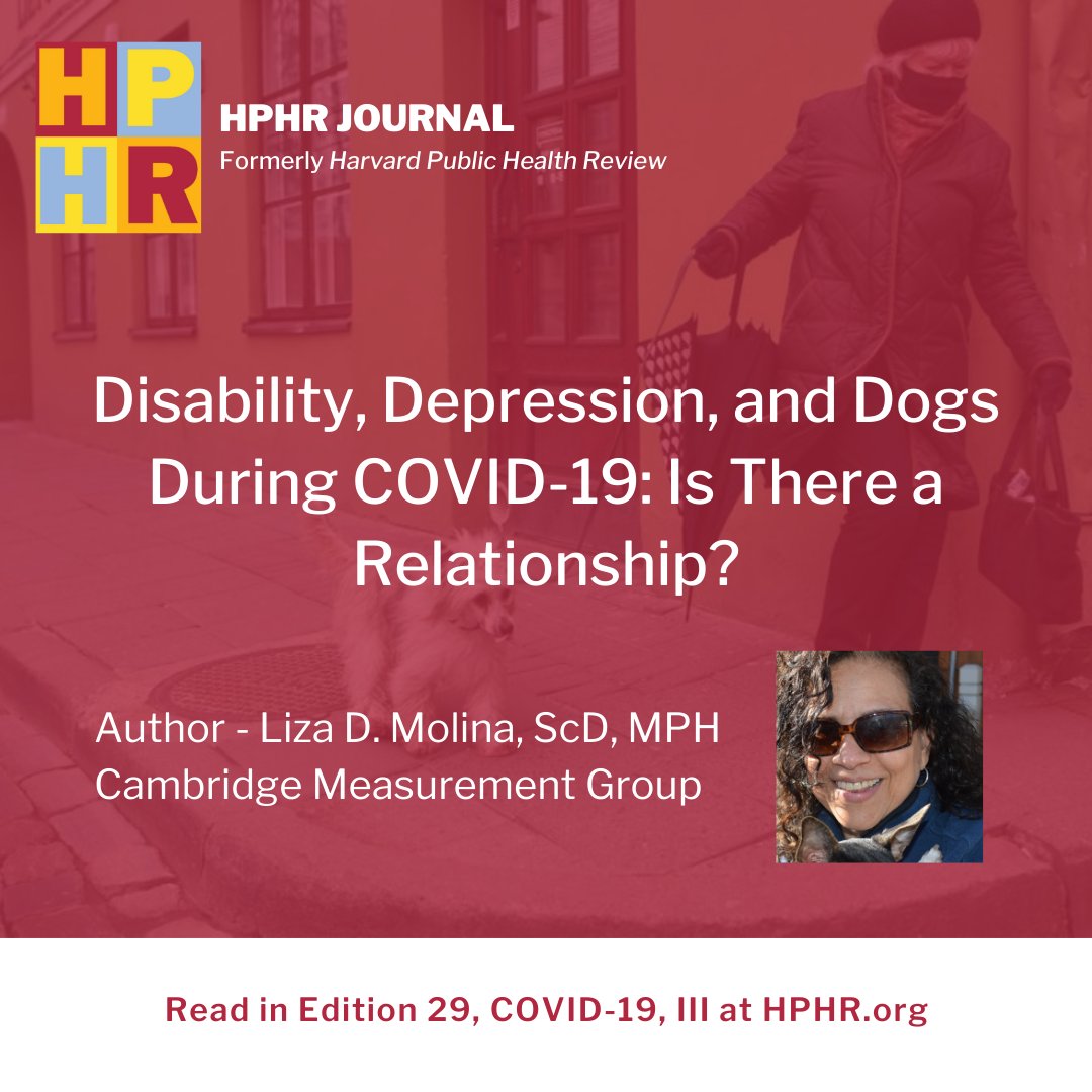 BostonCongress's tweet photo. Disability, Depression, and Dogs During COVID-19: Is There a Relationship? by Liza D. Molina is featured in Edition 29 of HPHR Journal.

To read the article and learn how to submit to HPHR Journal, visit https://t.co/mT1Tykg5uU

#HPHRJournal #PublicHealth #Article #Submit https://t.co/prZqnG3zKY