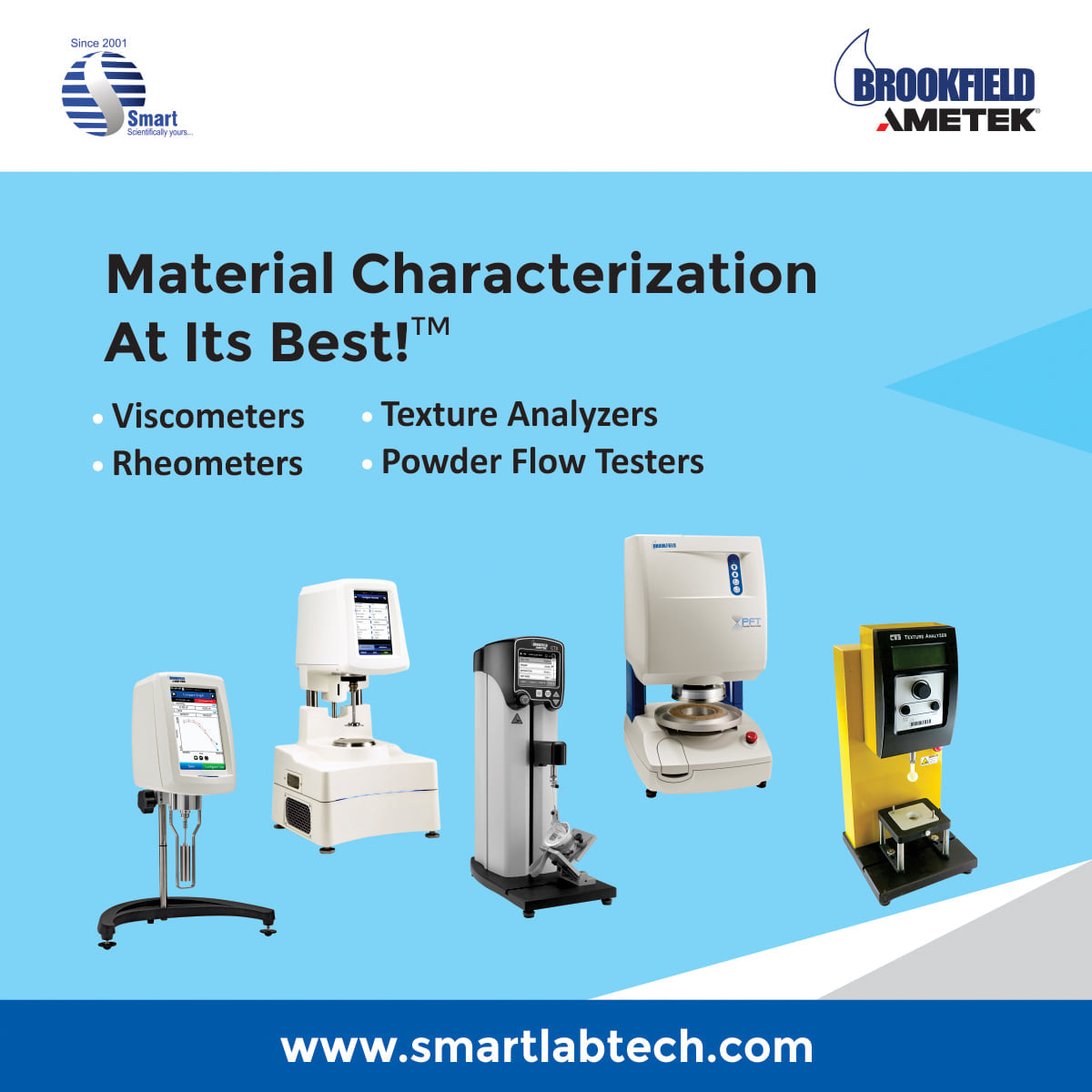 SmartLabTech2's tweet photo. Brookfield has been the world standard in viscosity measurement for over 85 years. 
For more info,
Visit us : https://t.co/NUK1Ejhc0v
E-mail us : ebiz@smartlabtech.net
#viscometer #rheometer #textureanalyzers #powderflowtesters #touchscreenviscometer #digitalviscometer https://t.co/9g7G2nChO9