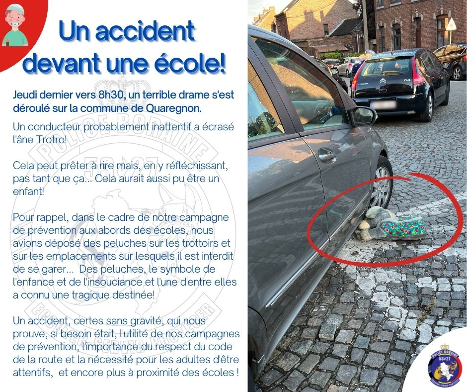 ZP5327's tweet photo. #campagnedeprévention
#ZonedePoliceboraine
#peluchessurlestrottoirs
#sécuritéauxabordsdesécoles https://t.co/x2fP1zPgbL