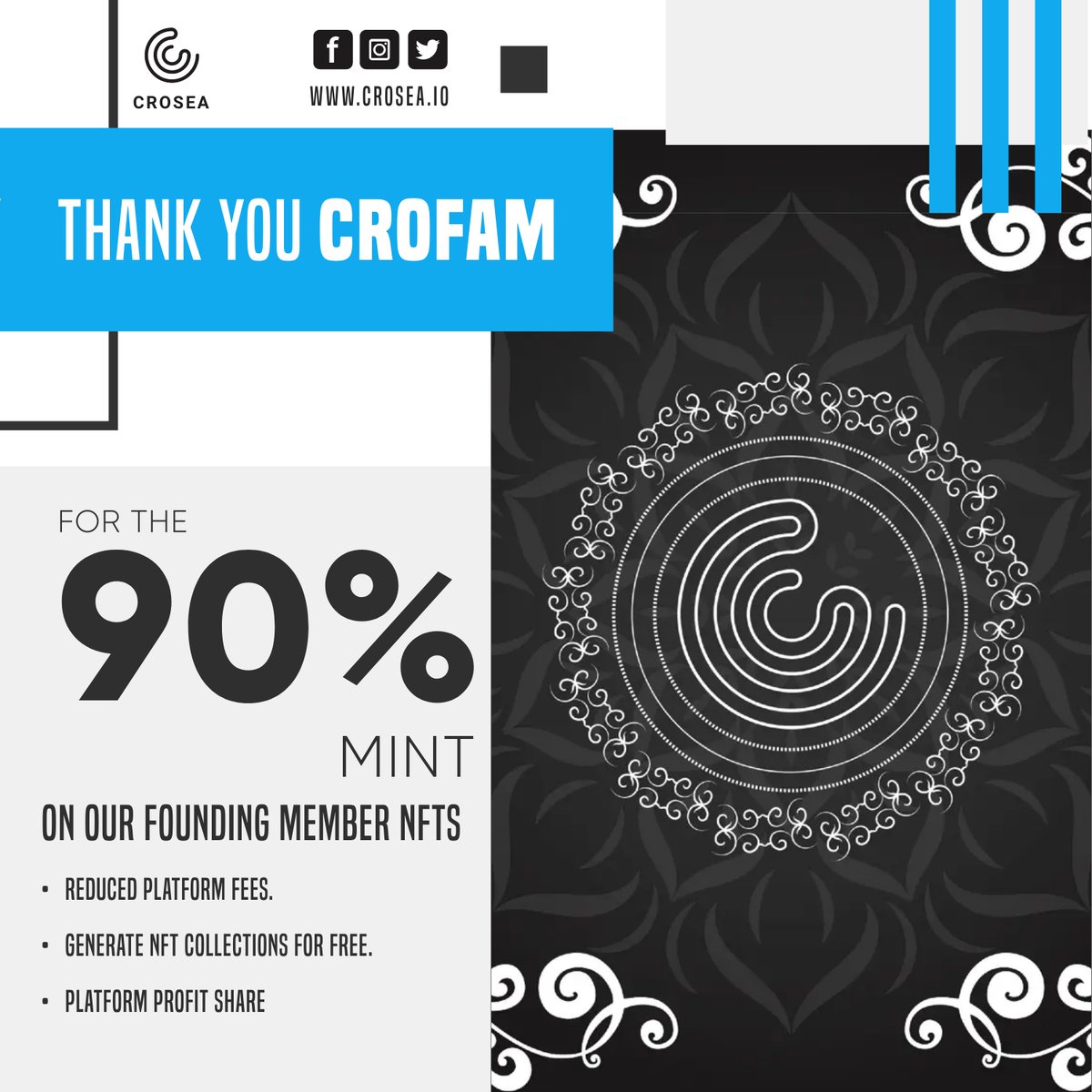 croseanft's tweet photo. #Crosea 2.0 will launch at the #fullmint of our #foundingmember #NFTs with these benefits!
• Reduced platform fees.
• Generate #NFTCollections for free.
• Platform Profit Share
1 more benefit to be announced on twitter space this Friday.
Hurry up & grab one today!! https://t.co/xzgOrC09GD