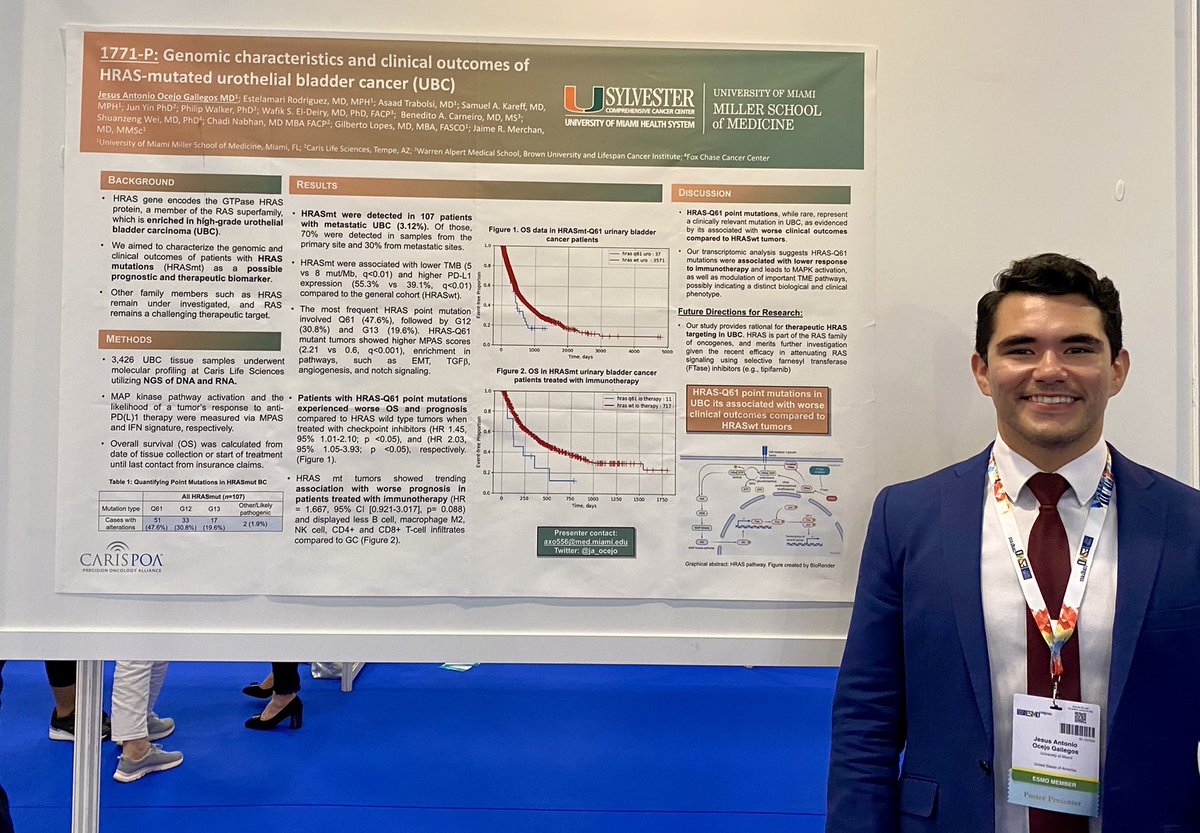 ja_ocejo's tweet photo. Stop by poster #1771 to learn about HRAS-mutated urothelial bladder cancer! #urothelial #bladdercancer #ESMO22 🧬🔬

@HemOncFellows 
@UmJmhIMRes 
@SylvesterCancer https://t.co/OVUWo9uunG