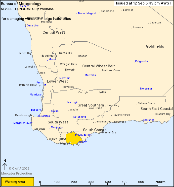 weather_wa's tweet photo. @WendyBirdOZ @perthovalman @RKMac65 @BunburyWeather @baxlex @ManjitK6987 @ImTheOnlyAstro @TrixieBelden_ @drstip @2017Ferret @paulmp @speedbird020 @Richard_Kreider @Sparrow_65 @sivideoaviation @Barnsy_Lisa @BigV2011WCE @wiccewicker @Rob_lebob @TheWAWG @aussie_robbob @N8aviation #Albany Is Now Included In The Severe Thunderstorm Warning βοΈ #SouthWestWA #GreatSouthern #AlbanyWA #DenmarkWA #Esperance #Walpole #WAWeather #WesternAustralia https://t.co/ahZxyeRsSW