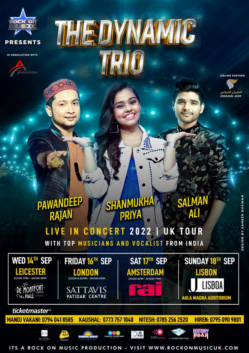 BizAsiaLive's tweet photo. 💥THIS WEEK!💥

BizAsia is proud digital partner of #RockOnMusic #TheDynamicTrio #PawandeepRajan #ShanmukhaPriya #SalmanAli

▶ 14th Sept - Leicester
▶ 16th Sept - London

▶ Buy your ticket here: https://t.co/y4vJeVGAqK

@RockOnMusicLtd https://t.co/vWKSD04zJK