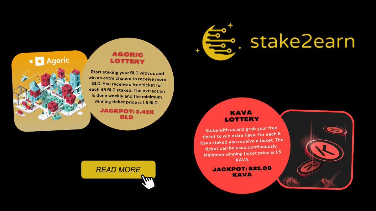 Mr_Crypto5's tweet photo. Te invitam sa arunci un ochi la #stake2earn @stake2earn validator descentralizat si noncustodial 👇 
https://t.co/cZRkIAyUCN

Tocmai au lansat o loterie pentru doua dintre Cosmos IBC networks din portofoliu: #Agoric si #Kava: https://t.co/RHT1kvLZVa

🤔Cum functioneaza? Vezi👆 https://t.co/aQ26xbYI8Z