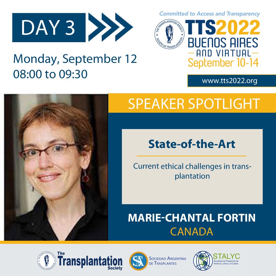 Good morning @ttsorg delegates! This morning, be sure to catch the state of the art session on #TransplantEthics featuring some amazing speakers like @anjiwall and @KatesOlivia #TTS2022