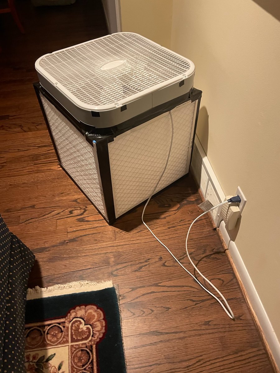 ibddoctor's tweet image. Protecting the immunosuppressed folks who attend with Corsi-Rosenthal boxes, one of many swiss cheese layers of protection for this indoor in-person event. #IBD #P2PEP22