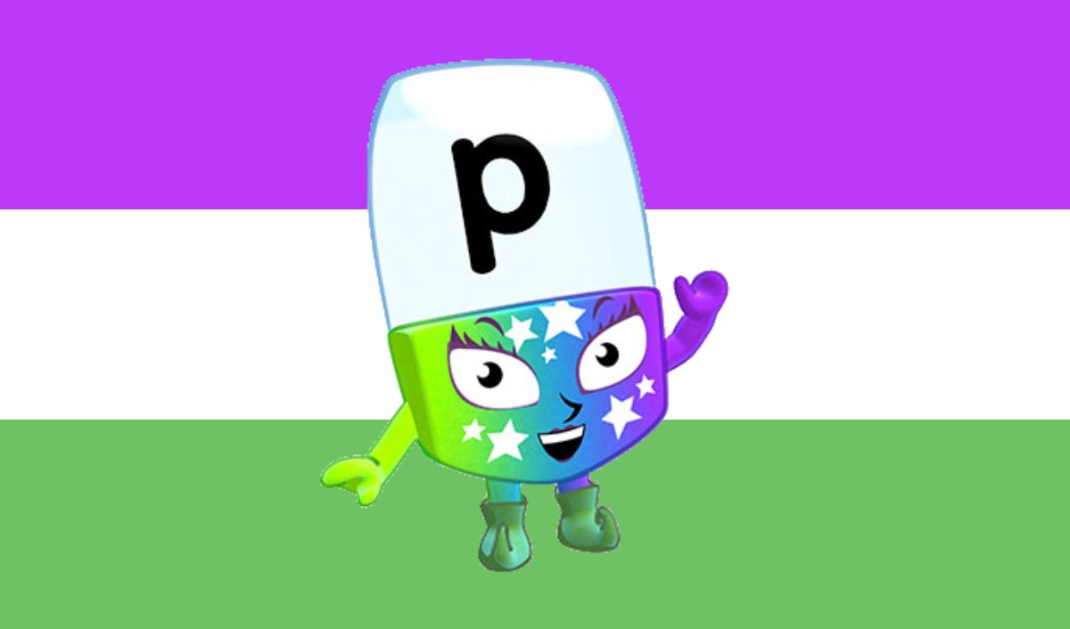 Colourpicked's tweet photo. Genderqueer flag with P from Alphablocks, requested by anon https://t.co/qjddnXrdNP