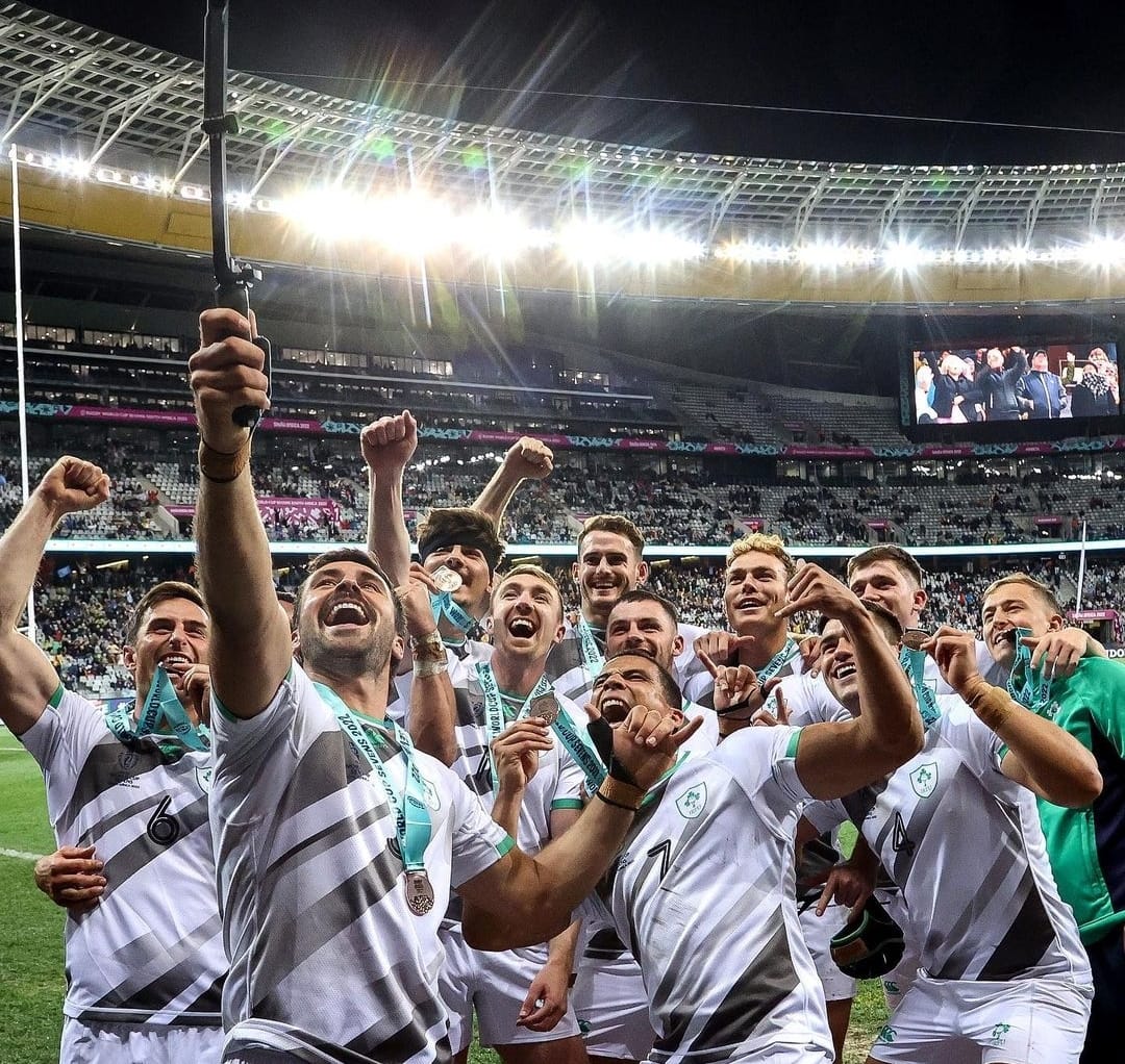 LansdowneFC's tweet photo. Massive congratulations to Lansdowne's @RochoCinco12 and his teammates for their bronze medal winning achievements at the Rugby World Cup Sevens in Cape Town this weekend! #Ireland7s #lfctid https://t.co/KYMOcL1WBM